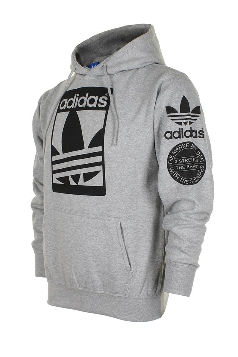 Adidas Men'S Original Trefoil Street Graphic Front Pocket Pullover Hoodie Gry S