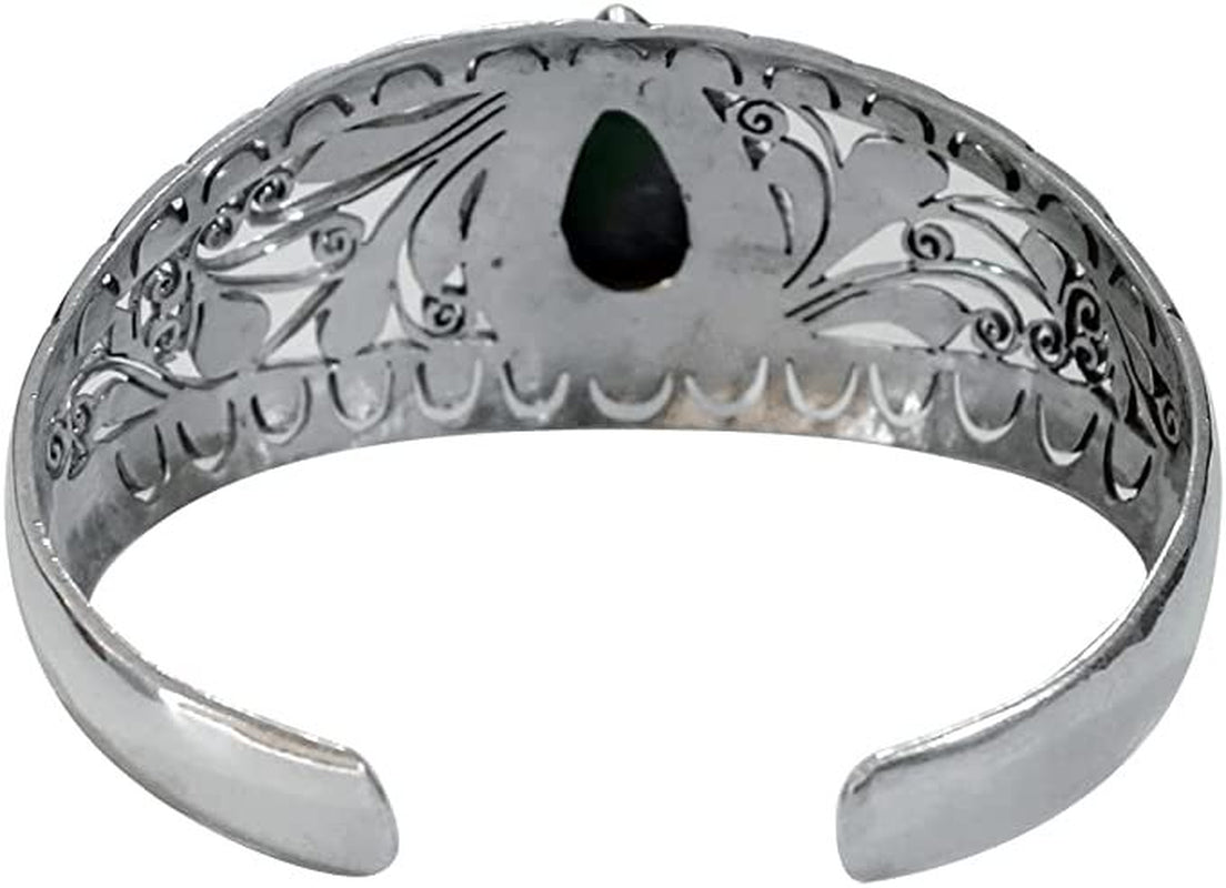 Genuine Turquoise Gemstone Cuff Bracelet, Genuine 925 Sterling Silver Handmade Designer Fashion Bracelets for Gifts, Adjustable Jewelry for Men Women