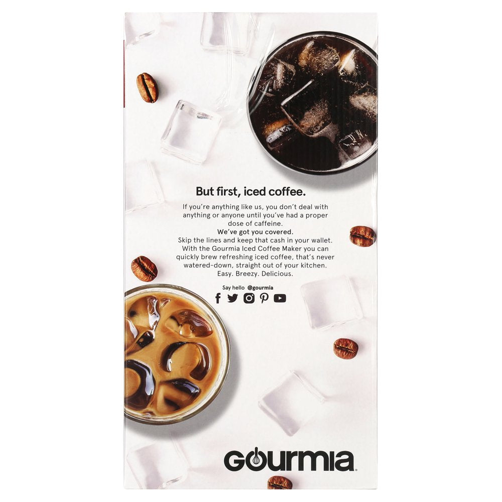 Gourmia Iced Coffee Maker with 25 Fl Oz. Reusable Tumbler, Red