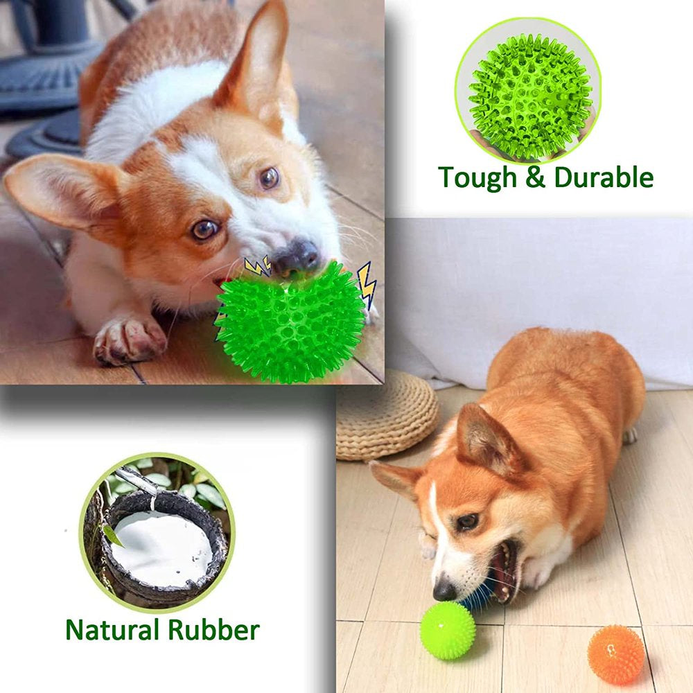 LECHONG 6Pack Squeaky Dog Toys Spiky Dog Toys Chew Balls for Puppy Small Medium Dogs