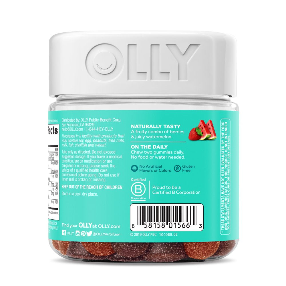 OLLY Teen Girl Multivitamin Gummies, Vitamin A, C, D, E, B12, Biotin, Berry Melon, 70 Ct