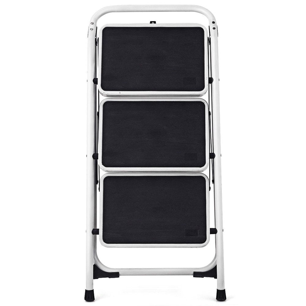 Costway 3 Step Lightweight Ladder HD Platform Foldable Stool 330 LB Cap. Saving Space