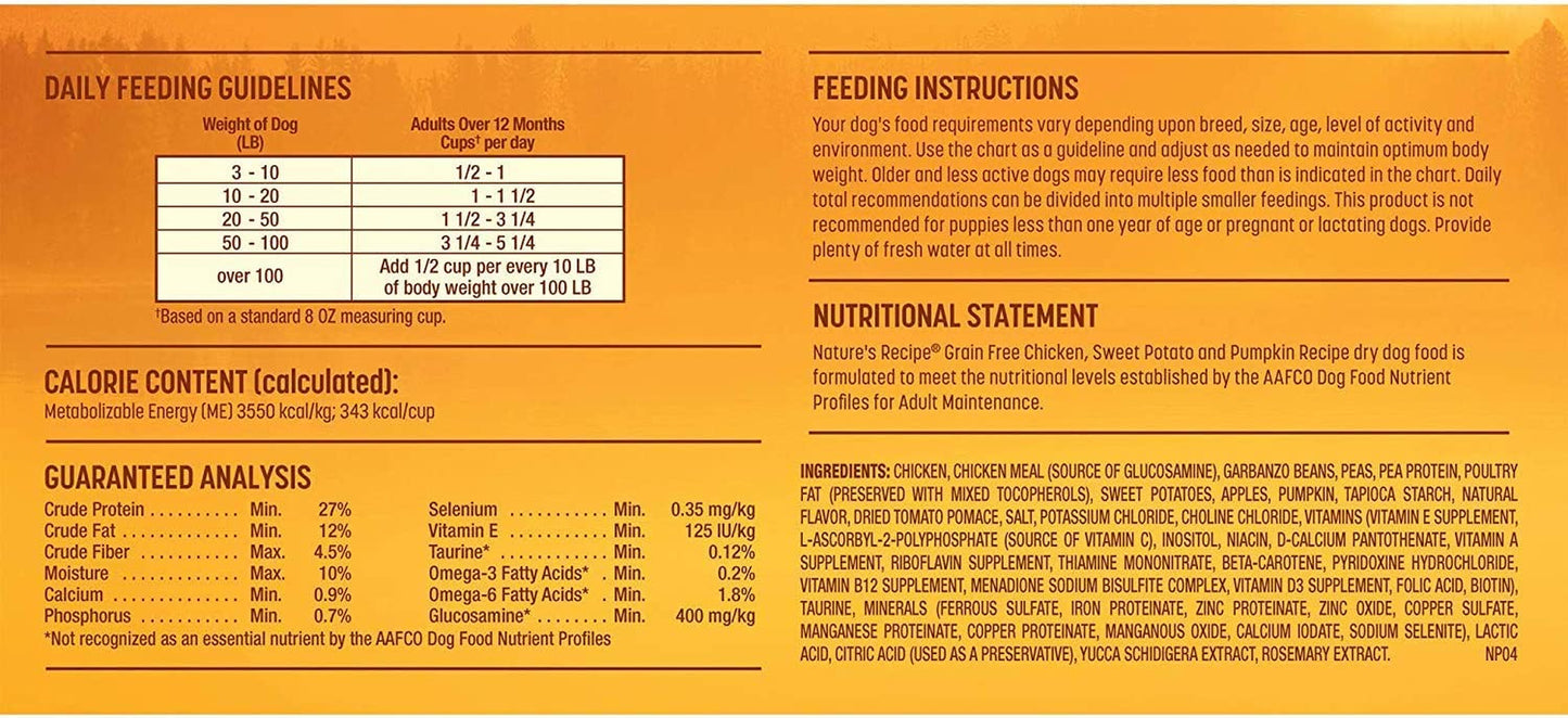 Nature'S Recipe Grain Free Easy to Digest Dry Dog Food with Real Meat, Sweet Potato & Pumpkin