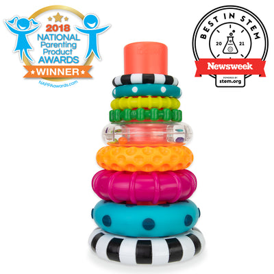 Sassy Stacks of Circles Stacking Ring STEM Learning Toy, 9 Piece Set, Age 6+ Months
