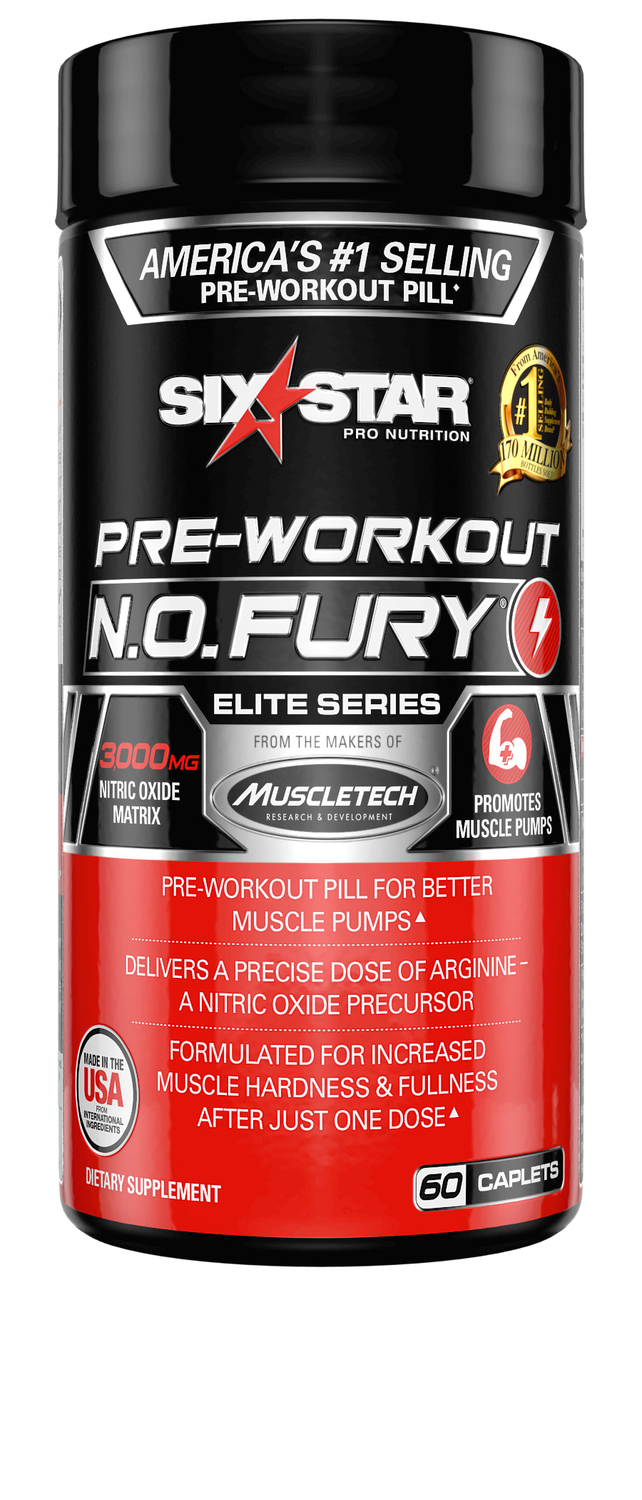 Six Star Pro Nutrition Preworkout L Arginine Nitric Oxide Amino Acid Pill Supplement, 60 Ct