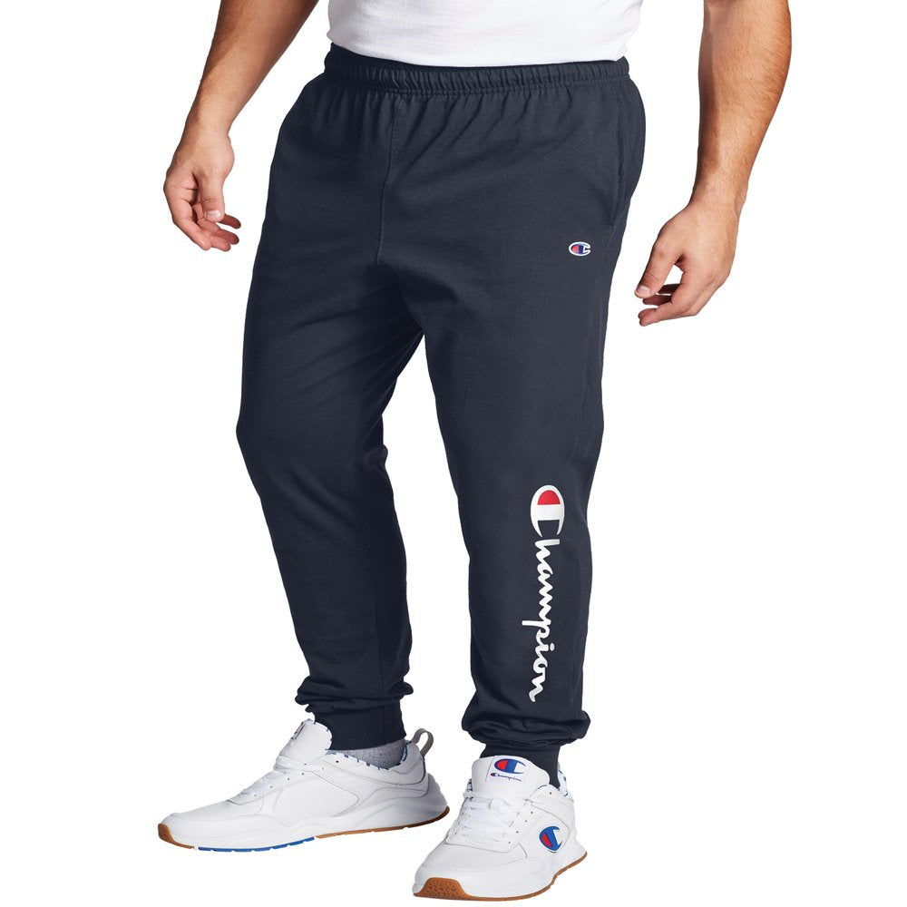 Champion Men'S Classic Jersey Graphic Script Logo Jogger Pants, up to Size 2XL