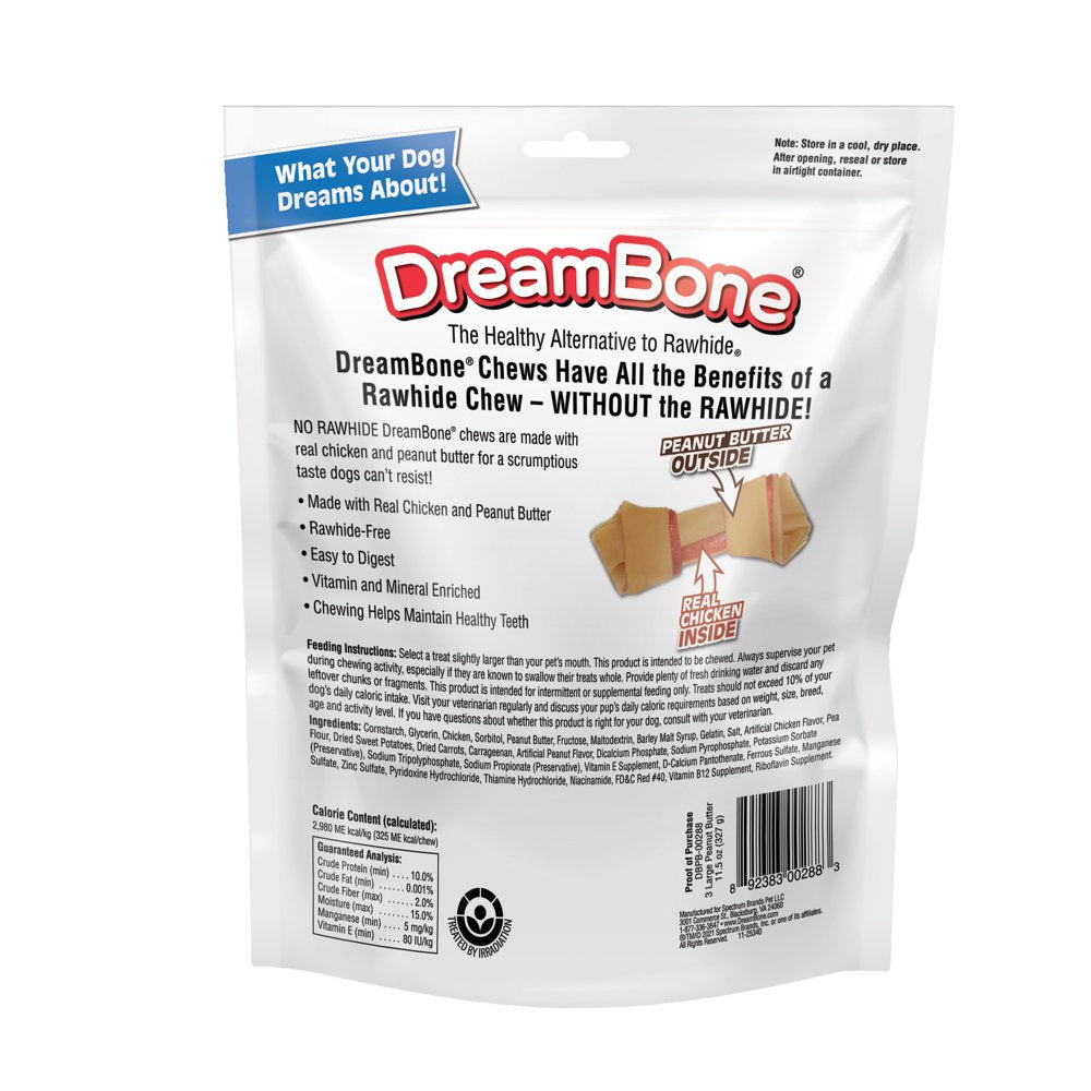 Dreambone Peanut Butter Flavored Rawhide-Free Dog Chews, Large, 12 Oz. (3 Count)