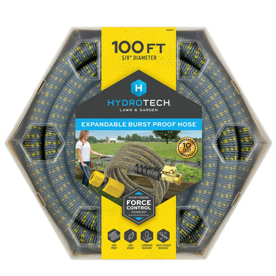 Hydrotech Burst Proof Expandable Garden Hose - Latex Water Hose, 5/8In Dia. X 100 Ft.