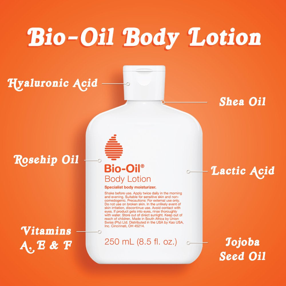 Bio-Oil Moisturizing Body Lotion for Dry Skin, Ultra-Lightweight High-Oil Hydration, with Jojoba Oil, Rosehip Oil, Shea Oil, and Hyaluronic Acid, 8.5 Oz