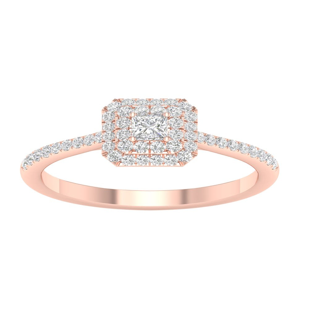 Imperial 3/8 Ct TDW Princess Diamond Double Halo Engagement Ring in 10K Rose Gold (H-I, I2)