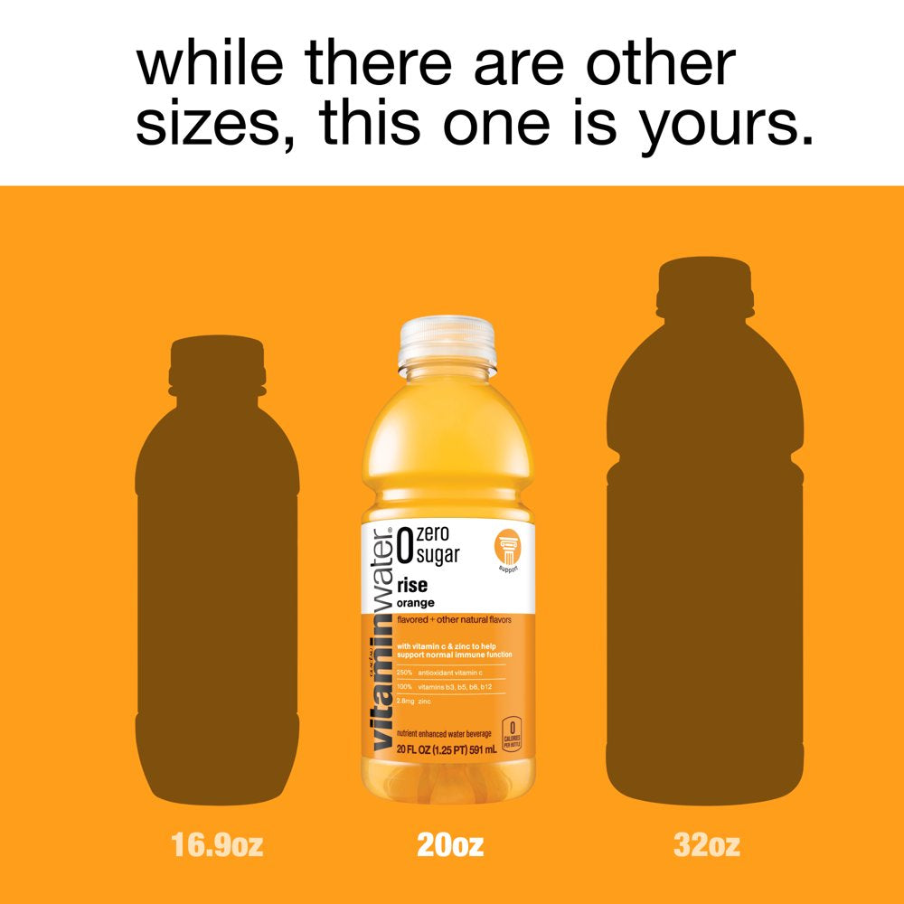 Vitaminwater Zero Sugar Rise, Electrolyte Enhanced Water W/ Vitamins, Orange Drinks, 20 Fl Oz, 12 Pack