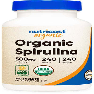 Nutricost Organic Spirulina 500Mg, 240 Tablets - Gluten Free, Non-Gmo, Supplement