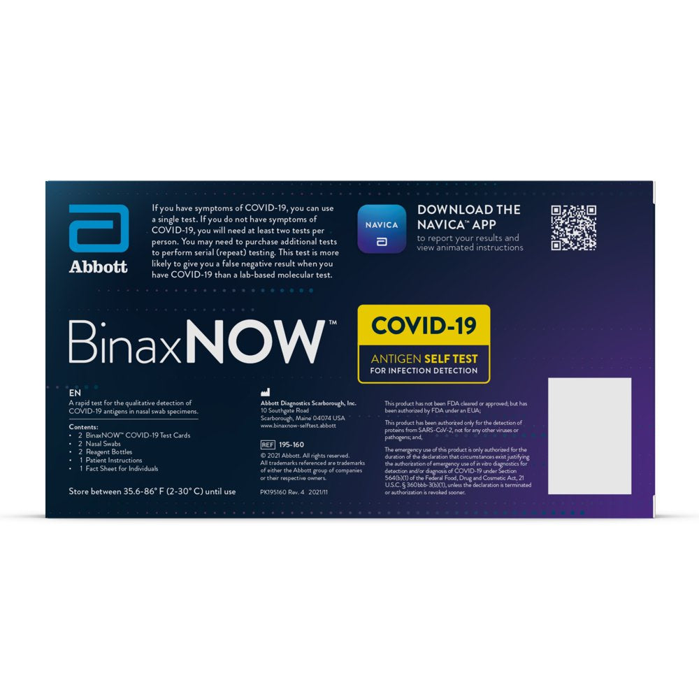 Binaxnow COVID‐19 Antigen Self Test by Abbott (2 Count)