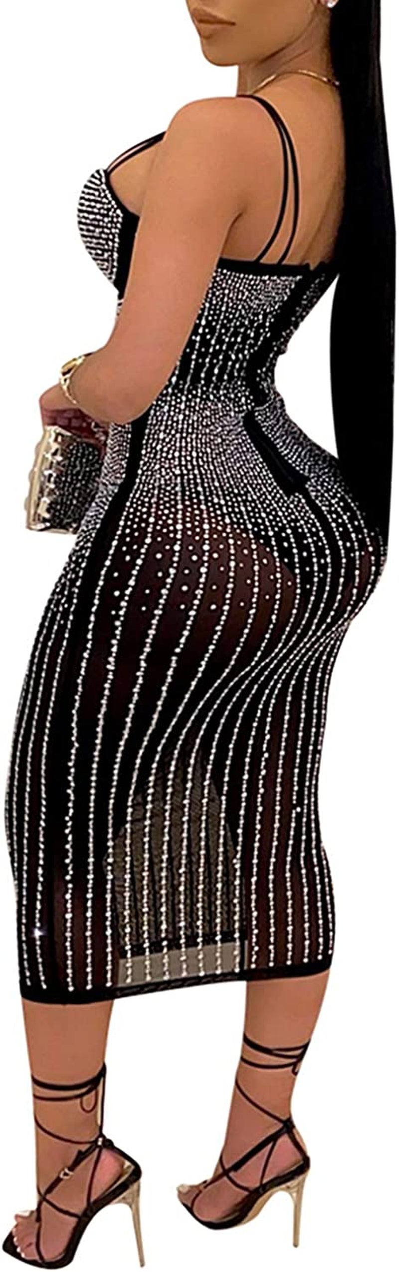 Women Long Sleeve Birthday Dresses Sexy Hot Diamond Process Sexy Dress Party Club Night Dress…