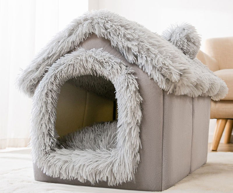 Thickened Pet Nest Semi-closed Removable And Washable Coral Fleece