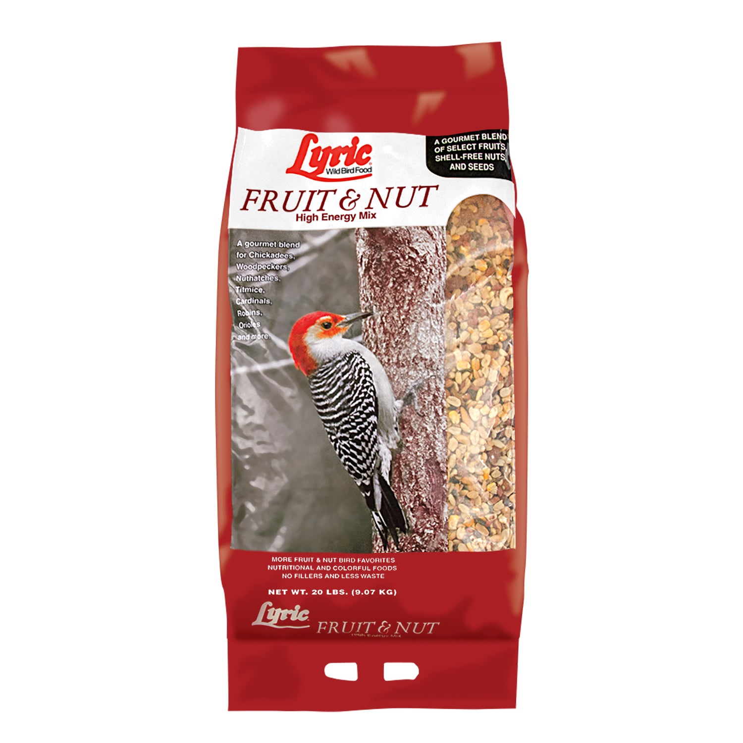 Lyric Fruit and Nut Wild Bird Seed, High Energy Wild Bird Food Mix, 20 Lb. Bag