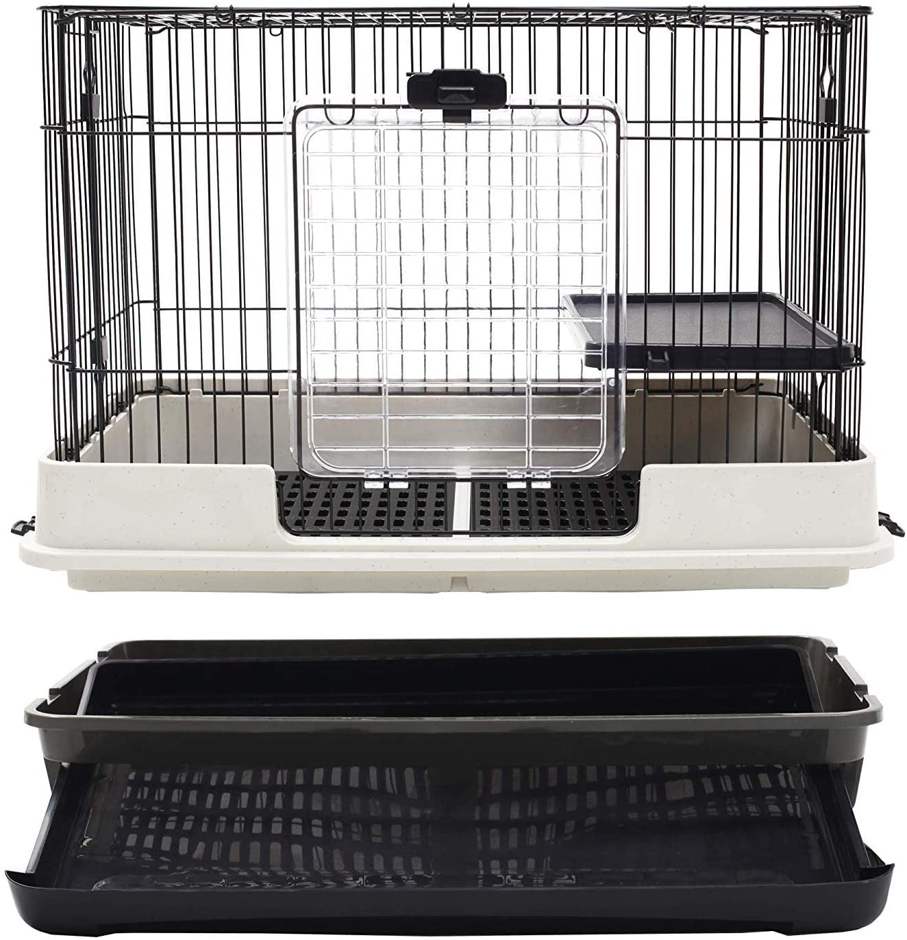 Large 43”H 4-Level Indoor Small Animal Rabbit Guinea Pig Hedgehog Cage Pull Out Tray on Wheels