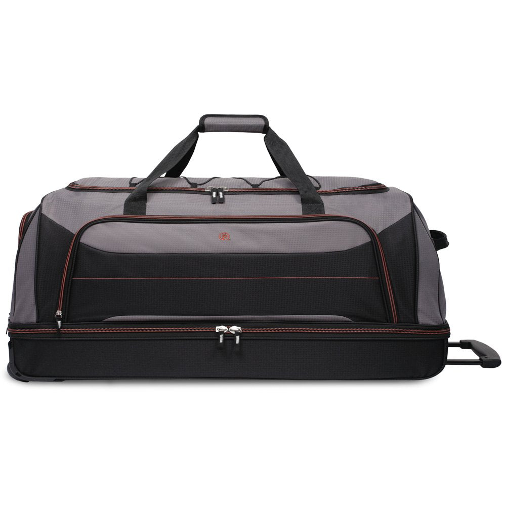 Protege 30In Rolling Drop-Bottom Duffel Bag, Black and Grey