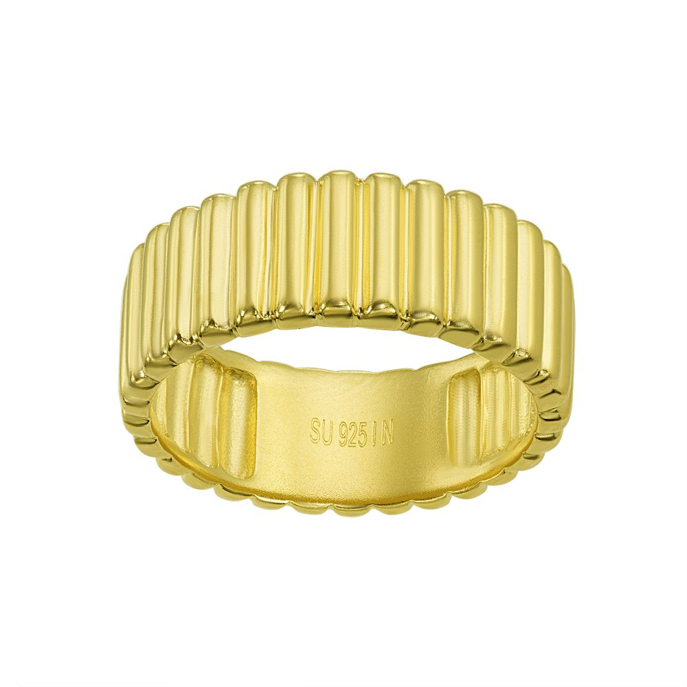 Brilliance Fine Jewelry 14KT Gold over Sterling Ribbed Ring