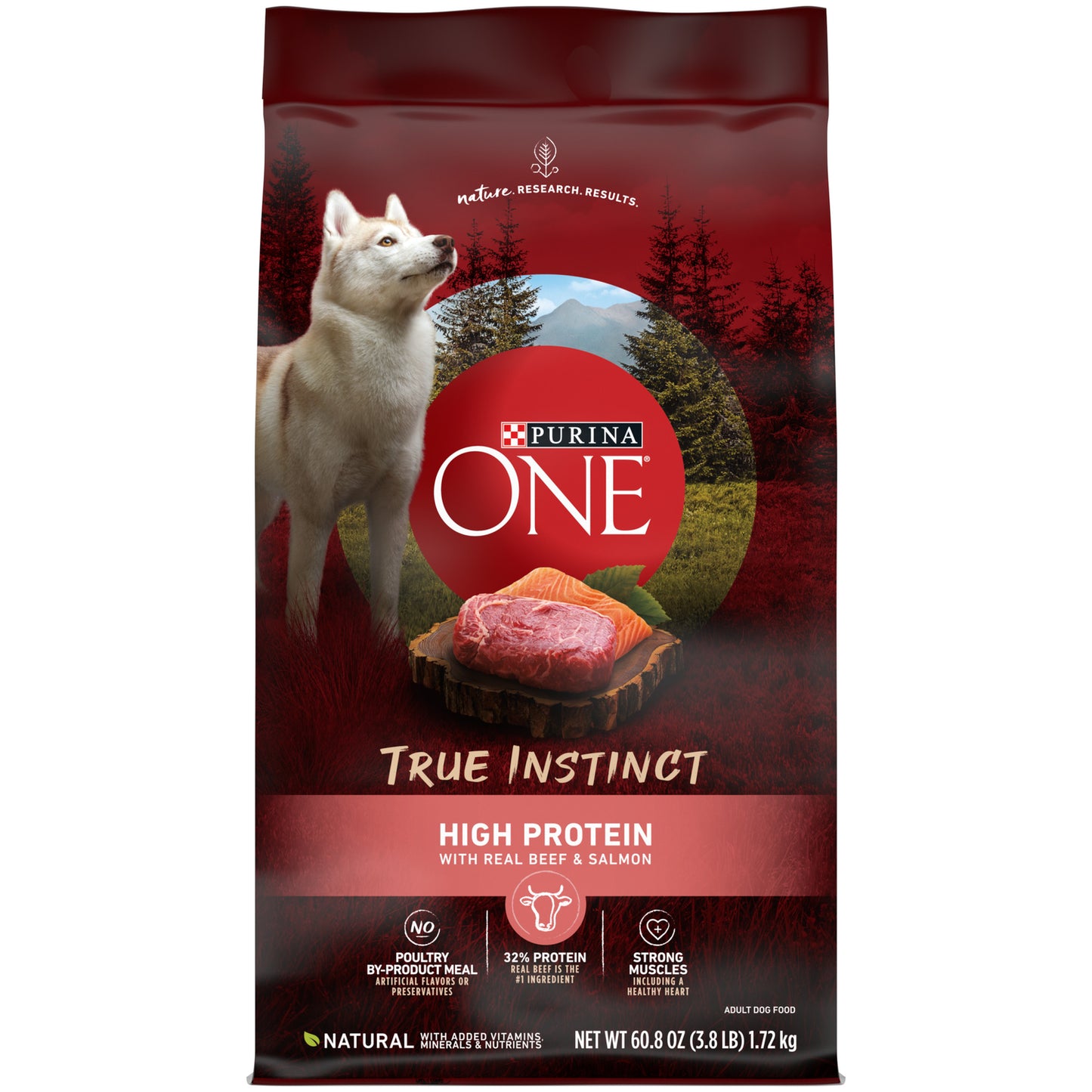 Purina ONE Natural, High Protein Dry Dog Food, True Instinct with Real Beef & Salmon, 3.8 Lb. Bag