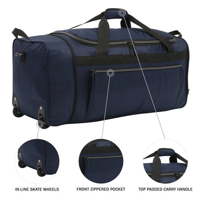 Protege 28" Rolling Collapsible Duffel Bag, Navy Blue