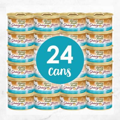 (24 Pack) Fancy Feast Gravy Wet Cat Food, Gravy Lovers Salmon & Sole Feast in Seared Salmon Flavor Gravy, 3 Oz. Cans