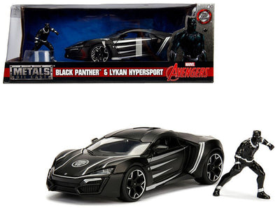 Jada Toys Lykan Hypersport Panther Diecast Figure "Marvel" Series 1/24 Diecast Model Car Play Vehicles