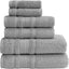 Qute Home 6-Piece Bath Towels Set, 100% Turkish Cotton Premium Quality Bathroom Towels, Soft and Absorbent Turkish Towels, Set Includes 2 Bath Towels, 2 Hand Towels and 2 Washcloths (Grey)