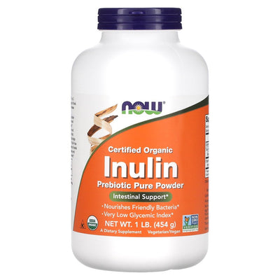 NOW Supplements, Inulin Prebiotic Pure Powder, Certified Organic 1 Lb. (454 G)