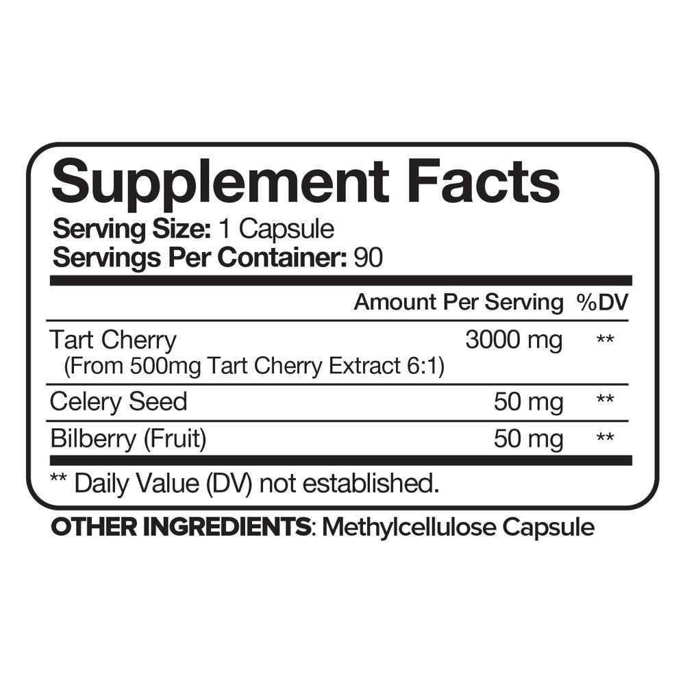 Nutrivein Tart Cherry Capsules 3000Mg - 90 Vegan Pills - Antioxidants, Flavonoids