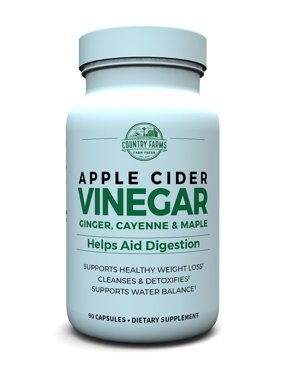 Country Farms Apple Cider Vinegar Capsules, 500 Mg, 90 Servings (Packaging May Vary)