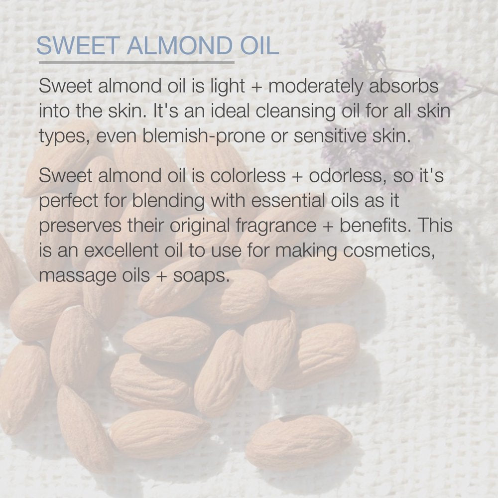 Sweet Almond Oil for Hair, Skin, and Nails, Therapeutic Carrier Oil 4Fl Oz by Pure Body Naturals