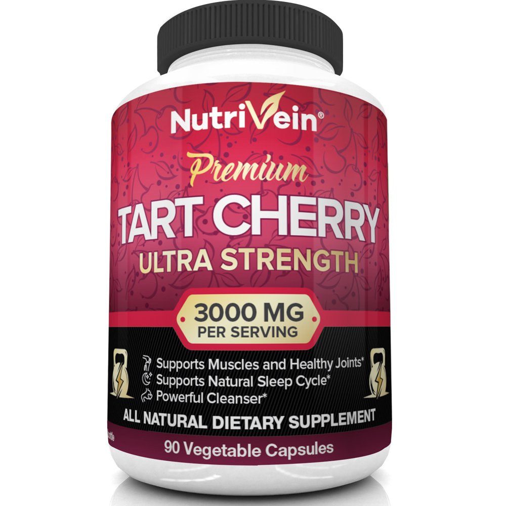 Nutrivein Tart Cherry Capsules 3000Mg - 90 Vegan Pills - Antioxidants, Flavonoids