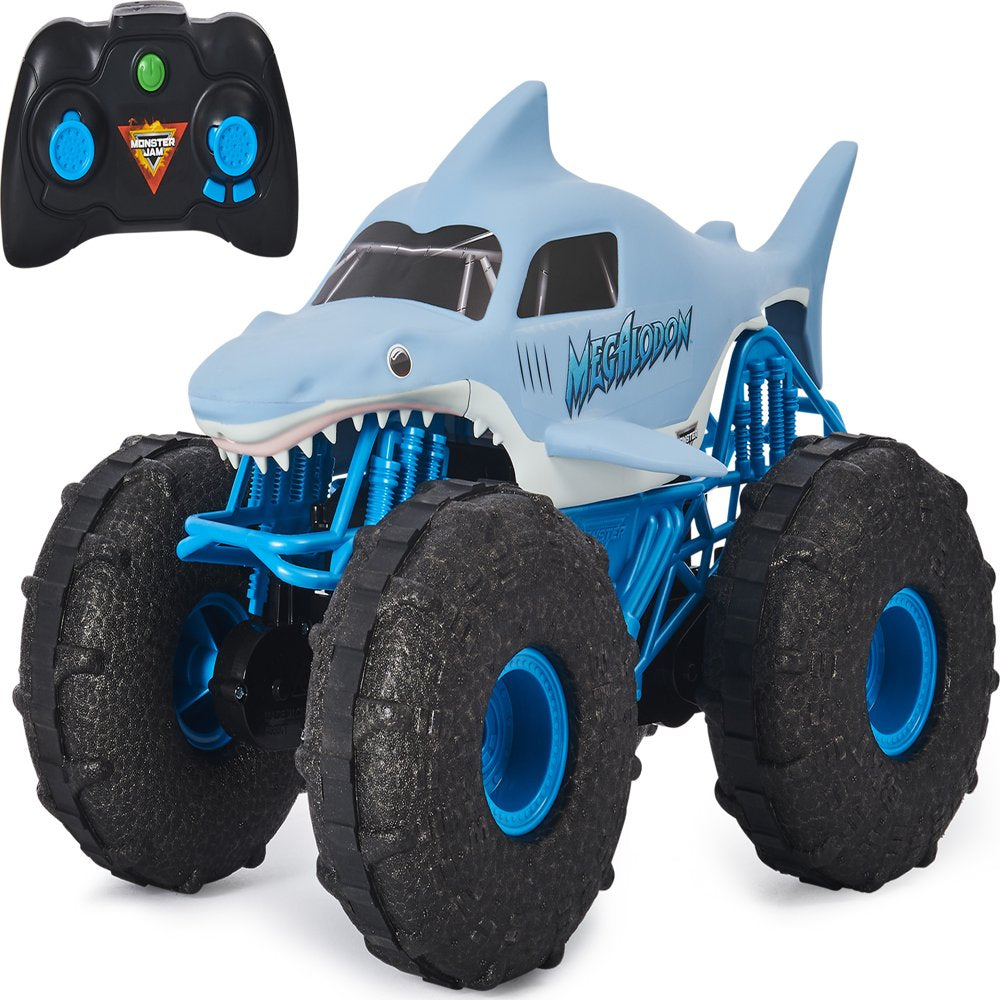 Monster Jam, Official Megalodon Storm All-Terrain Remote Control Monster Truck Toy Vehicle, 1:15 Scale