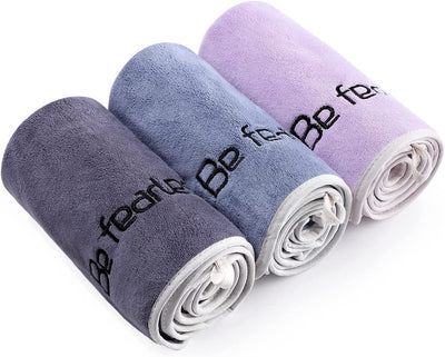 Bobor Gym Towels Set, Microfiber Sports Towel for Men and Women, Super Soft and Quick-Drying 3-Pack Set Towel, for Tennis, Yoga, Cycling, Swimming (1Blue+1Purple+1Gray, 14" X 29")