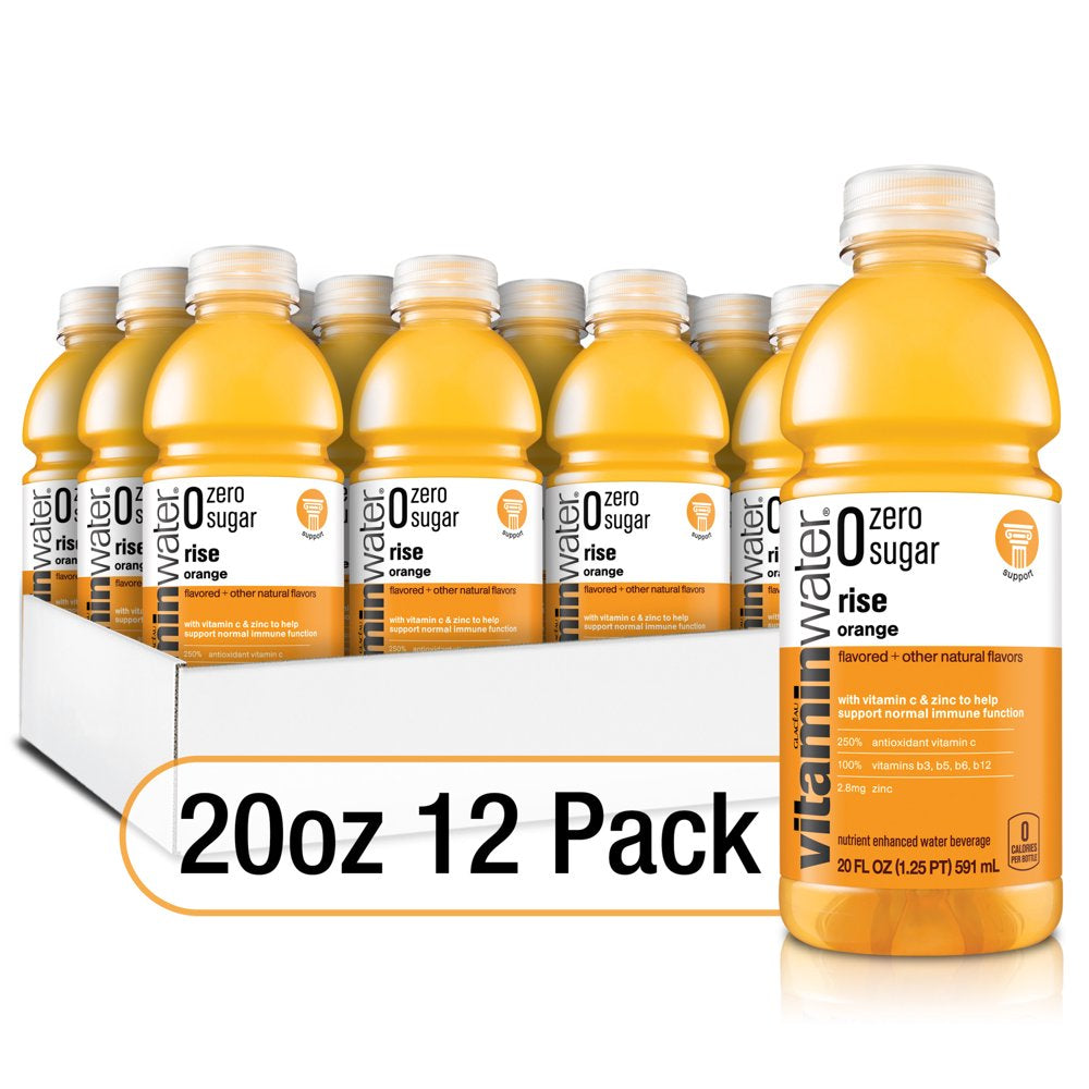 Vitaminwater Zero Sugar Rise, Electrolyte Enhanced Water W/ Vitamins, Orange Drinks, 20 Fl Oz, 12 Pack