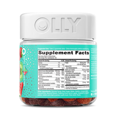 OLLY Teen Girl Multivitamin Gummies, Vitamin A, C, D, E, B12, Biotin, Berry Melon, 70 Ct