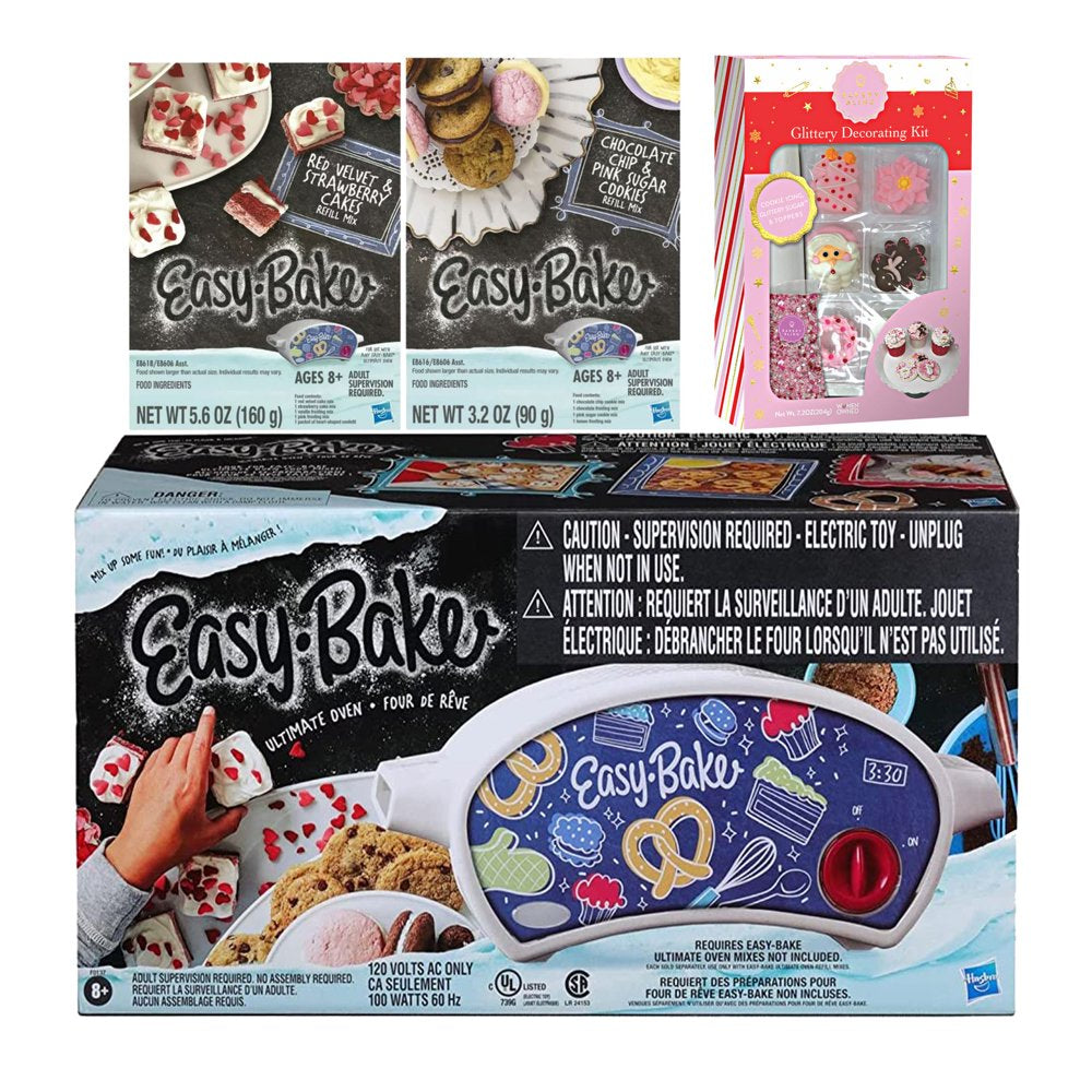 Kids Baking Fun Easy Bake Oven Ultimate Star Edition + Designer Decorating Kit + Red Velvet Cupcakes Refill + Chocolate Chip and Pink Sugar Cookies Refill