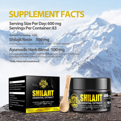 Boysea Shilajit Pure Himalayan Organic Shilajit Resin - Gold Grade 100% Shilajit Supplement - Natural Shilajit Resin with 85+ Trace Minerals & Fulvic Acid for Focus & Energy, Immunity, 50 Grams