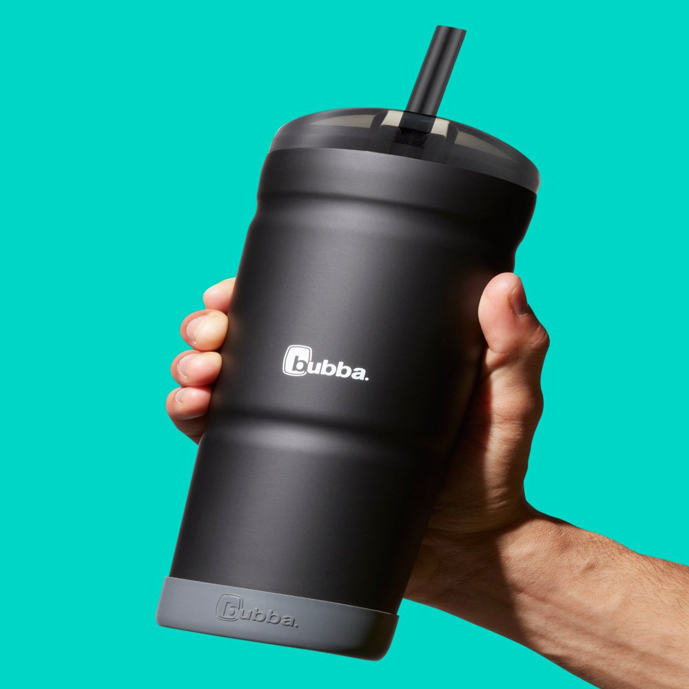 Bubba Envy S Stainless Steel Tumbler with Straw and Bumper Rubberized Black Licorice, 24 Fl Oz.