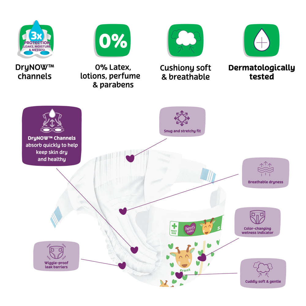 Parent'S Choice Dry & Gentle Diapers Size 5, 27 Count (Select for More Options)