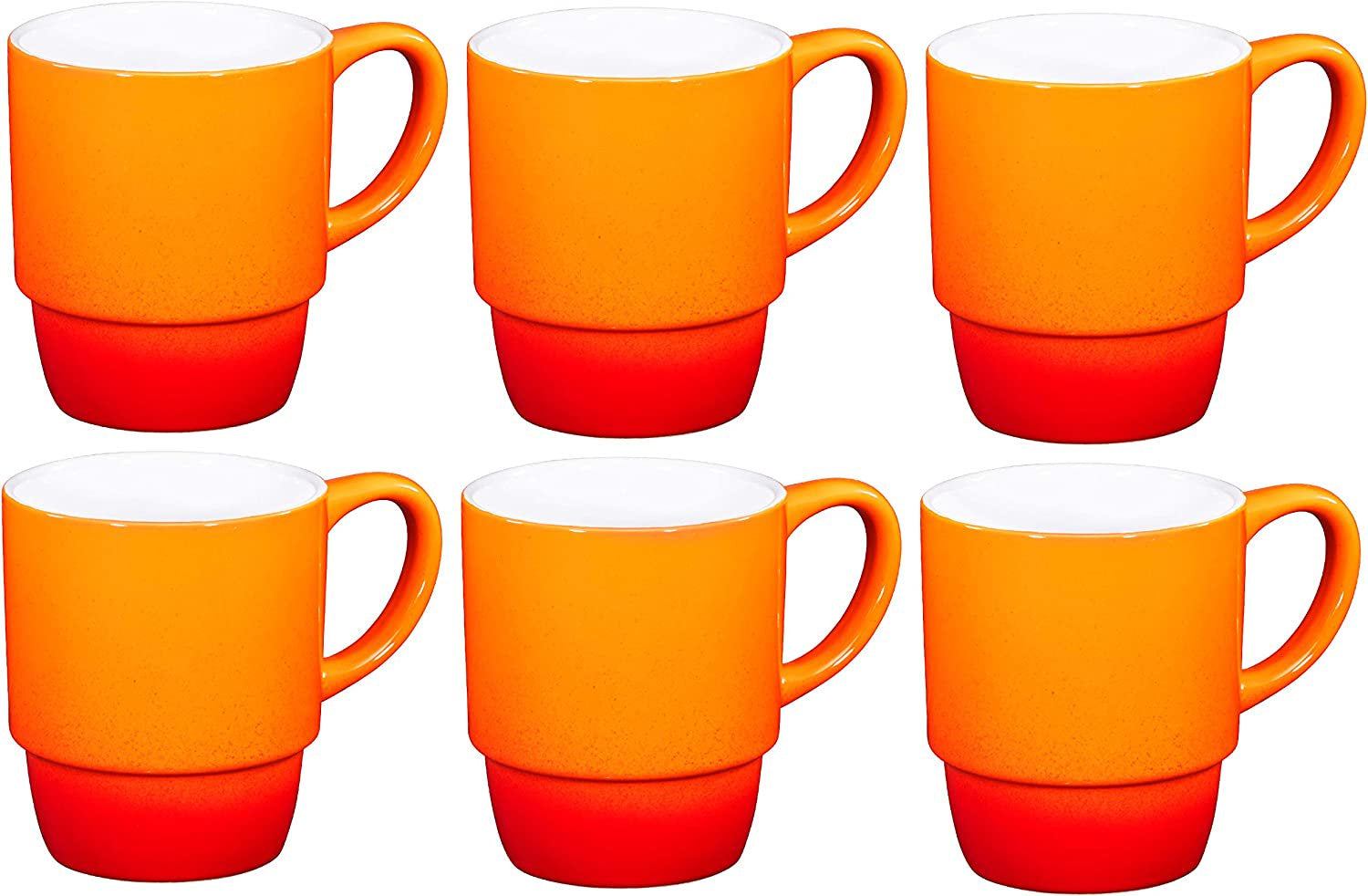 Ceramic Stacking Coffee Mug Tea Cup Dishwasher Safe Set of 6 Large 18 Ounce