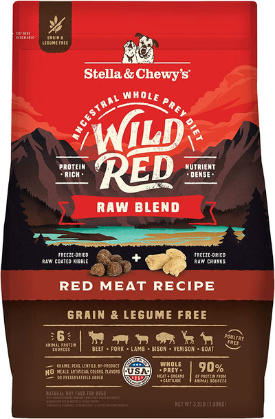 Stella & Chewy’S Wild Red Raw Blend Kibble Dry Dog Food – Grain Free, Protein Rich – Red Meat Recipe, 3.5 Lb Bag