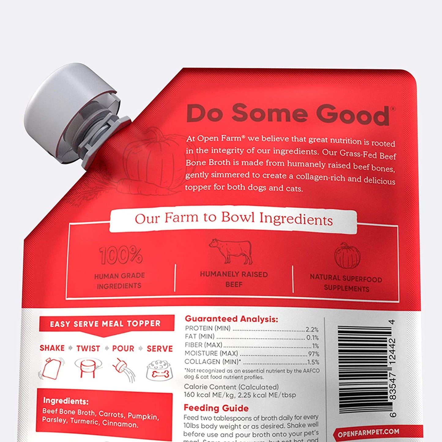 Open Farm Bone Broth, Food Topper for Both Dogs and Cats with Responsibly Sourced Meat and Superfoods without Artificial Flavors or Preservatives, 12Oz
