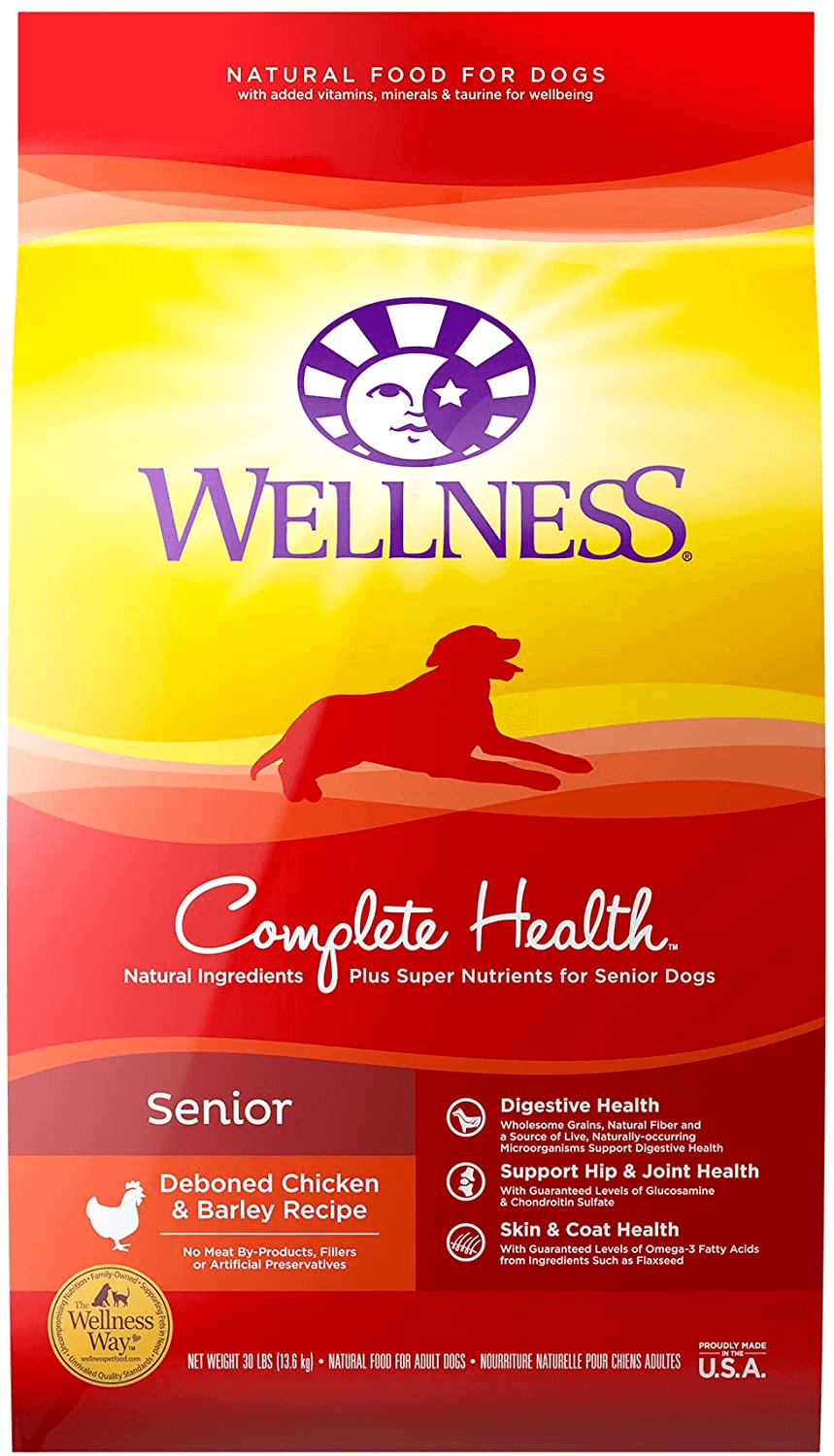 Wellness Complete Health Senior Dry Dog Food with Grains, Natural Ingredients, Made in USA with Real Meat, All Breeds
