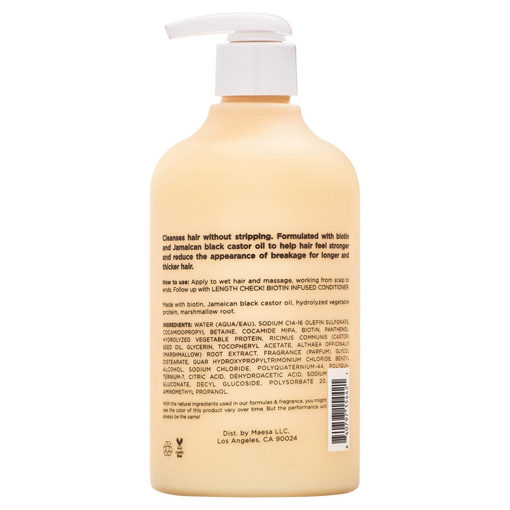 Hairitage Length Check! Biotin Shampoo with Jamaican Black Castor Oil | Volume & Thickening, 13 Oz.