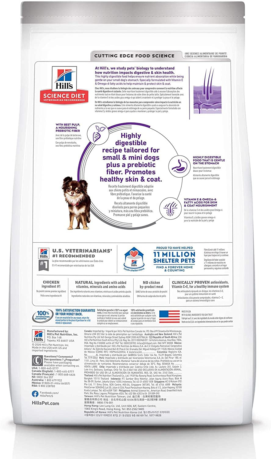 Hill'S Science Diet Dry Dog Food, Adult, Small & Mini Breeds, Sensitive Stomach & Skin, Chicken Recipe, 15 Lb Bag