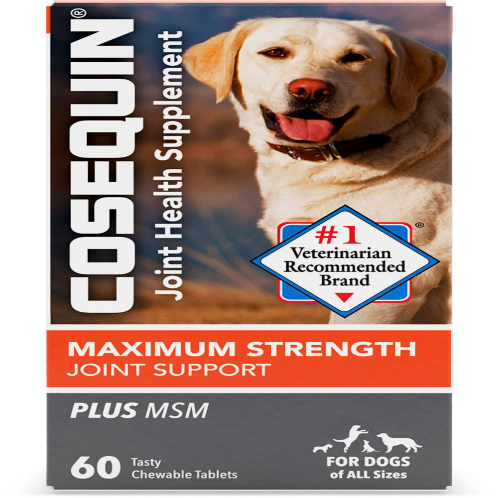 Nutramax Cosequin Joint Health Supplement for Dogs - with Glucosamine, Chondroitin, MSM, and HA, 60 Chewable Tablets
